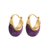 Wholesale Women's Natural Amethyst And Copper Geometric Ushaped Gold Plated Elegant Earrings