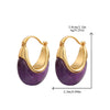 Wholesale Women's Natural Amethyst And Copper Geometric Ushaped Gold Plated Elegant Earrings