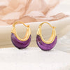 Wholesale Women's Natural Amethyst And Copper Geometric Ushaped Gold Plated Elegant Earrings