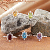 Wholesale Women's Natural Amethyst Citrine Color Geometric Crystal S925 Sterling Silver Ring Set With Crystal