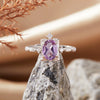 Wholesale Women's Natural Amethyst Citrine Color Geometric Crystal S925 Sterling Silver Ring Set With Crystal