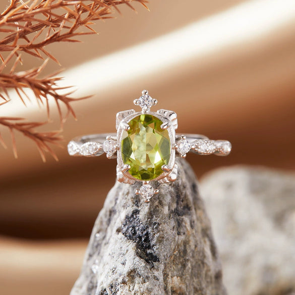 Wholesale Women's Natural Amethyst Citrine Color Geometric Crystal S925 Sterling Silver Ring Set With Crystal