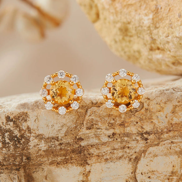 Wholesale Women's Natural Amethyst Citrine Colorful Gemstone Geometric Crystal S925 Sterling Silver Light Luxury Earring Set Jewelry