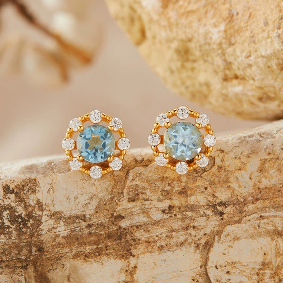 Wholesale Women's Natural Amethyst Citrine Colorful Gemstone Geometric Crystal S925 Sterling Silver Light Luxury Earring Set Jewelry