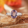 Wholesale Women's Natural Amethyst Citrine Ring In S925 Sterling Silver With Geometric Pattern And Crystal Setting