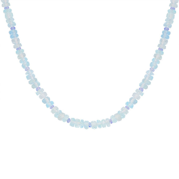 Wholesale Women's Natural Aquamarine Beaded Clavicle Necklace 925 Sterling Silver Light Luxury Geometric Set With Gems Cross Chain Jewelry