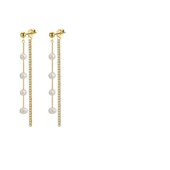 Wholesale Women's Natural Baroque Freshwater Pearl 925 Sterling Silver Geometric Earrings