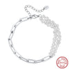 Wholesale Women's Natural Baroque Shaped Freshwater Pearl S925 Sterling Silver Bracelet With Geometric Pattern And Electroplating Design