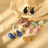 Wholesale Women's Natural Color Retention Waterproof Goldplated Stainless Steel Oildripping Water Dropshaped Earrings