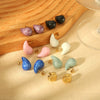 Wholesale Women's Natural Color Retention Waterproof Goldplated Stainless Steel Oildripping Water Dropshaped Earrings