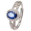 Wholesale Women's Natural Colored Sapphire Ring In S925 Sterling Silver Geometric Style With Gemstones