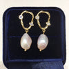 Wholesale Women's Natural Freshwater Baroque Pearl Earrings Alloy Inlaid With Artificial And Semiprecious Stones Alien Shape Retro Style