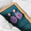 Wholesale Women's Natural Freshwater Pearl And Amethyst Geometric Earrings With Electroplating Versatile And Minimalist Style