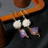 Wholesale Women's Natural Freshwater Pearl And Amethyst Geometric Earrings With Electroplating Versatile And Minimalist Style