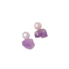 Wholesale Women's Natural Freshwater Pearl And Amethyst Geometric Earrings With Electroplating Versatile And Minimalist Style
