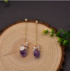 Wholesale Women's Natural Freshwater Pearl And Amethyst Geometric Earrings With Electroplating Versatile And Minimalist Style