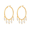 Wholesale Women's Natural Freshwater Pearl And Stainless Steel Geometric Earrings With Vacuum Real Gold Plating In Pvd Furnace