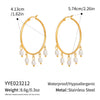 Wholesale Women's Natural Freshwater Pearl And Stainless Steel Geometric Earrings With Vacuum Real Gold Plating In Pvd Furnace