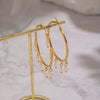 Wholesale Women's Natural Freshwater Pearl And Stainless Steel Geometric Earrings With Vacuum Real Gold Plating In Pvd Furnace