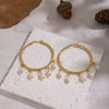 Wholesale Women's Natural Freshwater Pearl And Stainless Steel Geometric Earrings With Vacuum Real Gold Plating In Pvd Furnace