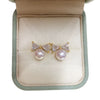 Wholesale Women's Natural Freshwater Pearl And Zircon Bow Earrings Oblate Shape