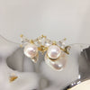 Wholesale Women's Natural Freshwater Pearl And Zircon Bow Earrings Oblate Shape