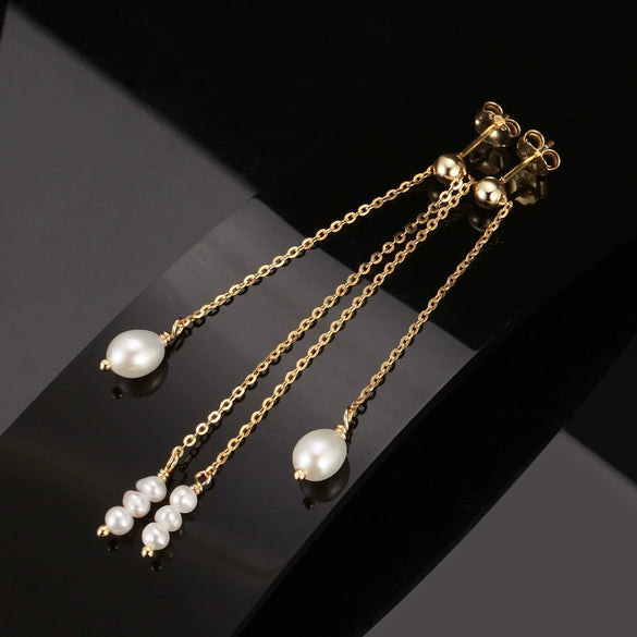 Wholesale Women's Natural Freshwater Pearl Baroque Beaded S925 Sterling Silver Earrings
