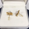Wholesale Women's Natural Freshwater Pearl Bow Earrings With S925 Sterling Silver Needle And 18K Goldfilled