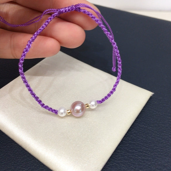 Wholesale Women's Natural Freshwater Pearl Bracelet 18K Gold Handwoven With Perfect Circle Shape