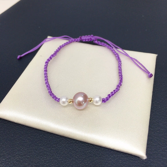 Wholesale Women's Natural Freshwater Pearl Bracelet 18K Gold Handwoven With Perfect Circle Shape