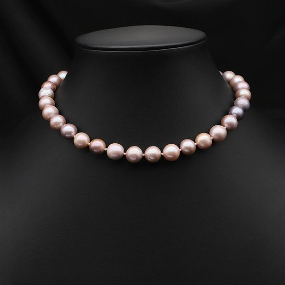 Wholesale Women's Natural Freshwater Pearl Caterpillar Geometric Minimalist Necklace Copper Titanium Steel Handmade Electroplated