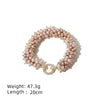 Wholesale Women's Natural Freshwater Pearl Caterpillar Geometric Minimalist Necklace Copper Titanium Steel Handmade Electroplated