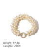 Wholesale Women's Natural Freshwater Pearl Caterpillar Geometric Minimalist Necklace Copper Titanium Steel Handmade Electroplated