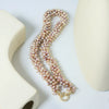 Wholesale Women's Natural Freshwater Pearl Caterpillar Geometric Minimalist Necklace Copper Titanium Steel Handmade Electroplated
