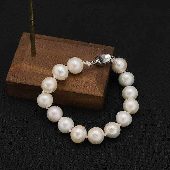 Wholesale Women's Natural Freshwater Pearl Caterpillar Geometric Minimalist Necklace Copper Titanium Steel Handmade Electroplated