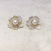Wholesale Women's Natural Freshwater Pearl Earrings Alloy Inlaid With Artificial And Semiprecious Stones Baking Paint Oblate Shape