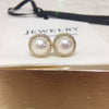 Wholesale Women's Natural Freshwater Pearl Earrings Alloy Inlaid With Artificial Gemstones And Semiprecious Stones Round Shape