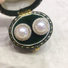 Wholesale Women's Natural Freshwater Pearl Earrings Alloy Inlaid With Artificial Gemstones And Semiprecious Stones Round Shape