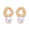 Wholesale Women's Natural Freshwater Pearl Earrings Geometric Silk And Satin 18K Goldfilled S925 Sterling Silver Oblate Shape