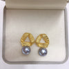 Wholesale Women's Natural Freshwater Pearl Earrings Geometric Silk And Satin 18K Goldfilled S925 Sterling Silver Oblate Shape