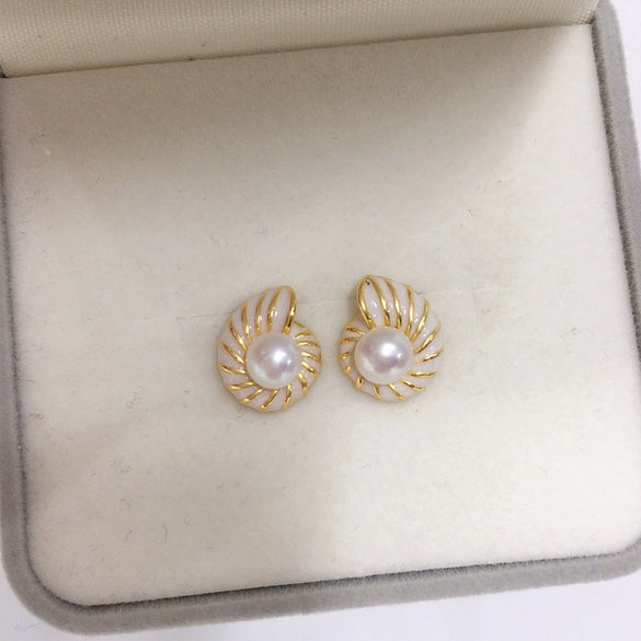 Wholesale Women's Natural Freshwater Pearl Earrings In Oblate Shape S925 Sterling Silver And 18K Goldfilled