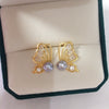 Wholesale Women's Natural Freshwater Pearl Earrings In Sweet Classic Butterfly Wings Style
