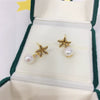 Wholesale Women's Natural Freshwater Pearl Earrings S925 Sterling Silver Needle 18K Goldfilled Smart Micropaved Zircon Starfish Shape