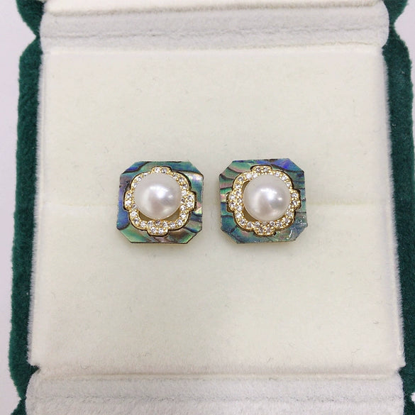 Wholesale Women's Natural Freshwater Pearl Earrings S925 Sterling Silver Needles Oblate Shape