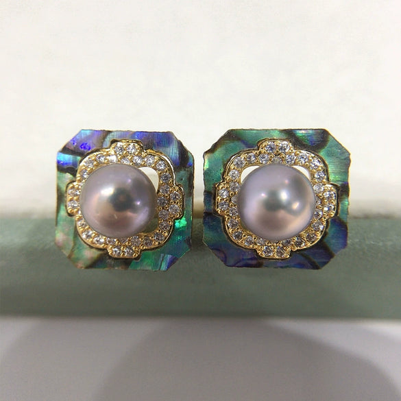 Wholesale Women's Natural Freshwater Pearl Earrings S925 Sterling Silver Needles Oblate Shape