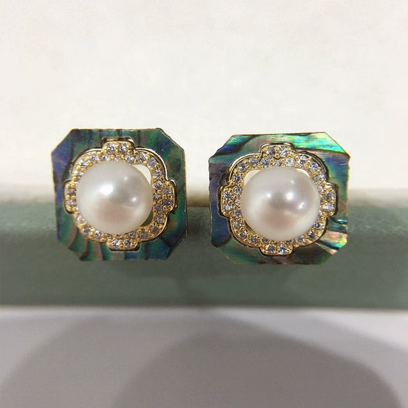 Wholesale Women's Natural Freshwater Pearl Earrings S925 Sterling Silver Needles Oblate Shape