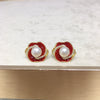 Wholesale Women's Natural Freshwater Pearl Earrings With Alloy Inlaid Artificial And Semiprecious Stones In Oblate Shape