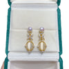 Wholesale Women's Natural Freshwater Pearl Earrings With Alloy Inlaid Artificial Gemstone And Semiprecious Stone In Oblate Shape Retro Style