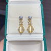 Wholesale Women's Natural Freshwater Pearl Earrings With Alloy Inlaid Artificial Gemstone And Semiprecious Stone In Oblate Shape Retro Style