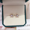 Wholesale Women's Natural Freshwater Pearl Earrings With Alloy Inlaid Gemstones And Fivepointed Star Design